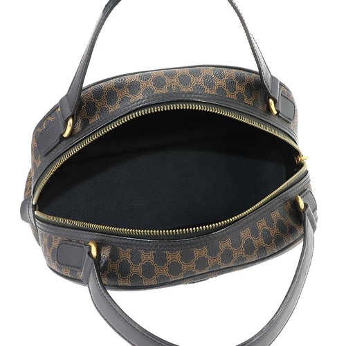 CELINE Macadam Hand Bag PVC Leather Black Brown Purse Vintage 90289267 - Picture 6 of 10