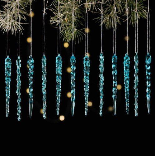 12PCS Transparent Acrylic Icicle Ornaments Set for Holiday Decoration Hanging - Bild 17 von 28