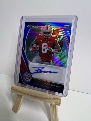 2021 Panini Prizm Draft Picks TREY SERMON Blue /149 Rookie Auto RC Ohio State - Picture 4 of 4