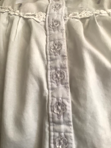 Eileen West XL White Cotton Lilac Swiss Dot Floral Trim Ruffle Sleeve Nightgown - Imagen 8 de 8