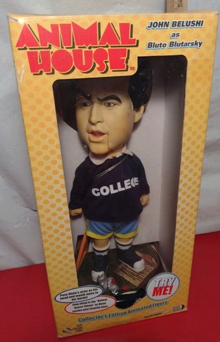 Neu 2003 Animal House JOHN BELUSHI Bluto Blutarsky animierte sprechende Figur Puppe
