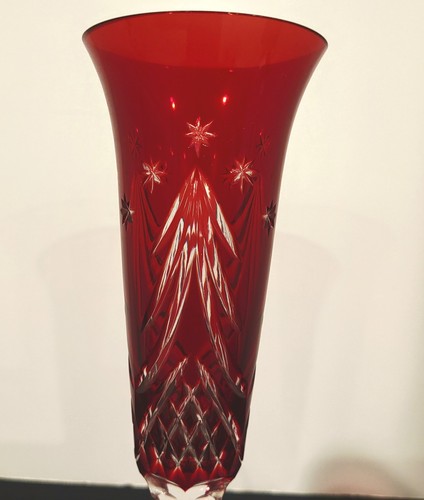 Waterford Kristall rubinrot `10" Champagnerflöte Frohe Weihnachten Happy Holiday - Bild 3 von 4