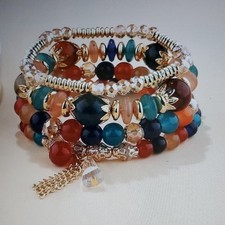 4pcs Multicolor Crystal Stretch Bracelet Set Women Beaded Charm Stackable