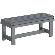 Image of Outsunny Wooden Garden Bench, 2 Seater Slatted Outdoor Bench, Grey