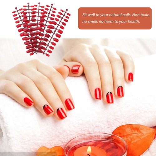 120pcs Red False Nail Tips Full Cover Short Fake Nails Art for DIY