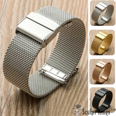 Bracelet de montre en maille milanaise en acier inoxydable 12-24 mm bracelet ... - Photo 1/4