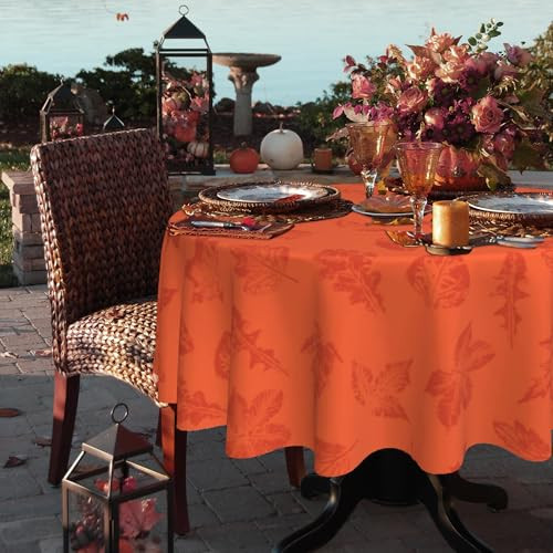  Fall Tablecloth Round 60 Inch Autumn Maple Leaf 60'' Round Fall Maple Orange - Bild 5 von 7
