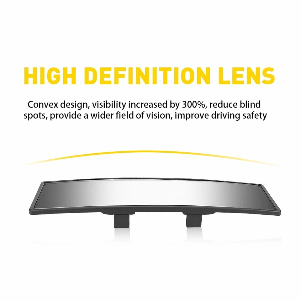 Universal 240MM Wide Convex Interior Clip On Rear View Clear Mirror White Tint - Image 4 of 4