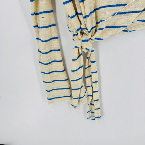 Top We The Free Free People a Rayas Corbata Frontal XS Beige Azul Manga Larga - Imagen 6 de 7