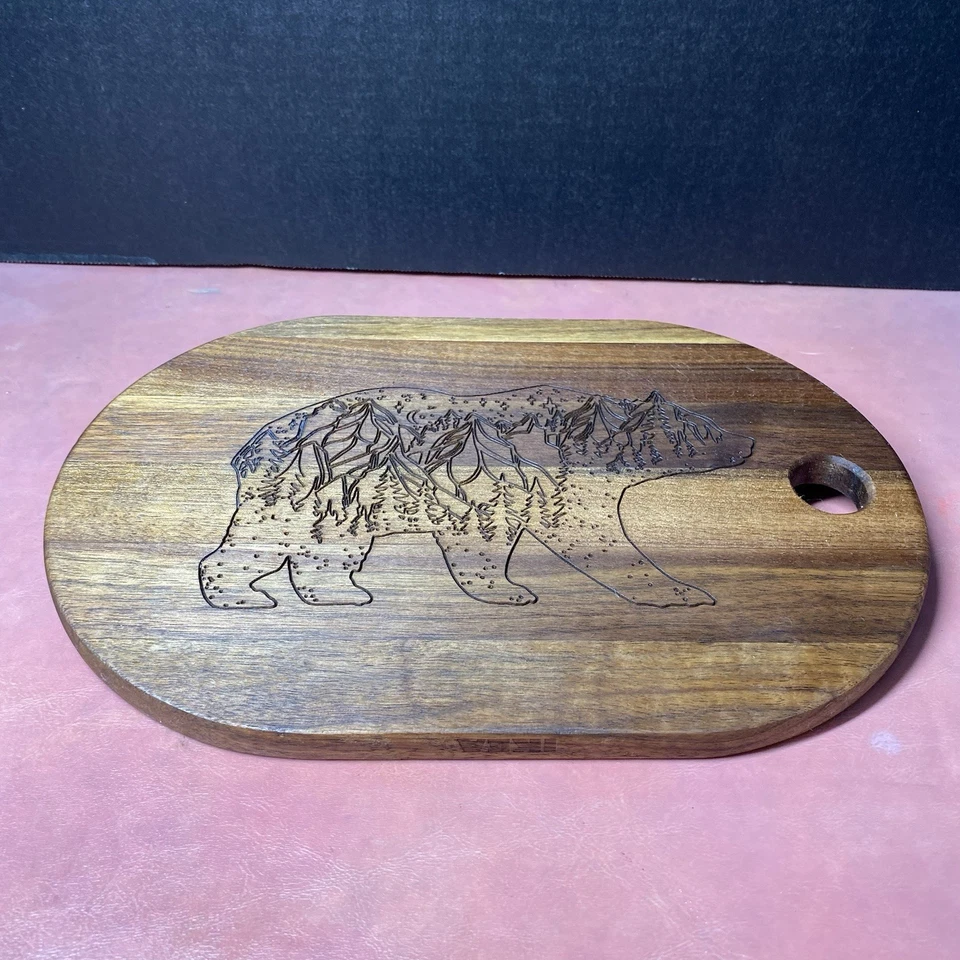 Tabla de cortar decorativa de madera de 11" de oso pardo grabado IKEA granja rústica Foto 2 de 4
