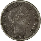1893 S Barber Silver Dime VF Very Fine 10c Coin Collectible SKU:CP1013