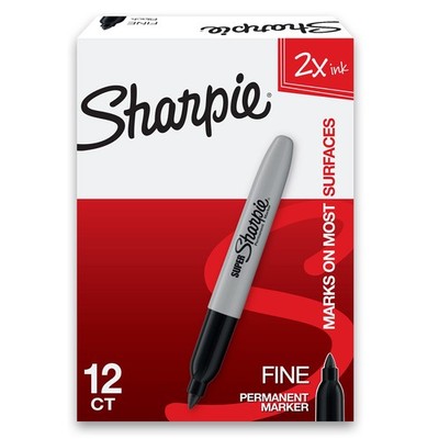 Super Permanent Markers, Fine Point, Black, 12 Count - Quick Drying, For Clas...