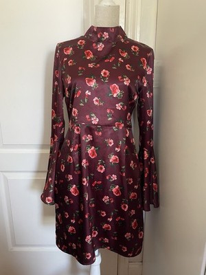 Lea & Viola Women s Multicolor Floral  Sleeve Ruffle Mini Dress M