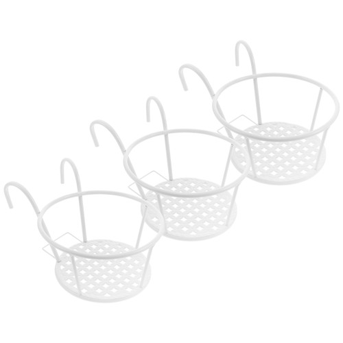 3 Pcs Balcony Hanging Flower Rack Plant Shelf Black Metal Planter Holder - Picture 12 of 12