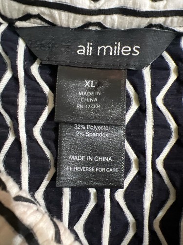 Túnica Ali Miles para mujer XL negra abstracta cuello de alambre texturizado manga 3/4 - Imagen 6 de 7