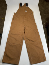 Carhartt Double Knee Bibs Overalls Youth Boys Size 12 Pre-Owned Excellent