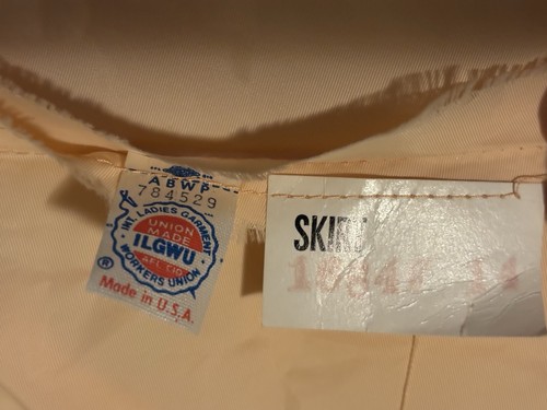 Vintage Lace Overlay Collared Peach Dress Medium Long 1950's - Picture 4 of 9