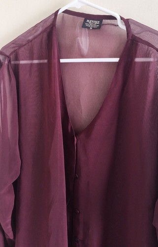 REVUE Women's Plus Size 3X Purple Sheer Button Shirt. NWOT. Long Sleeve. - Picture 2 of 4