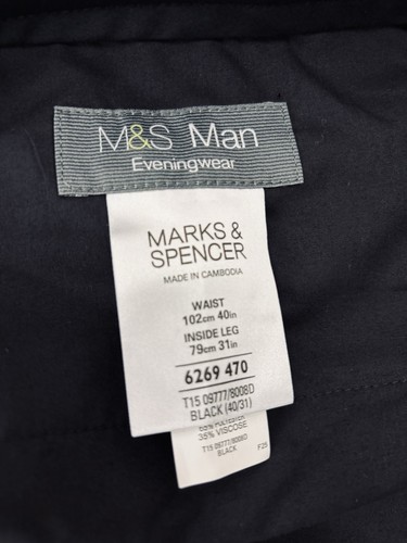 M&S Para Hombres Esmoquin Traje de Cóctel Chaqueta 44 46 Negro W40 W38 L31.5 Cena USADO UNA VEZ - Imagen 24 de 24