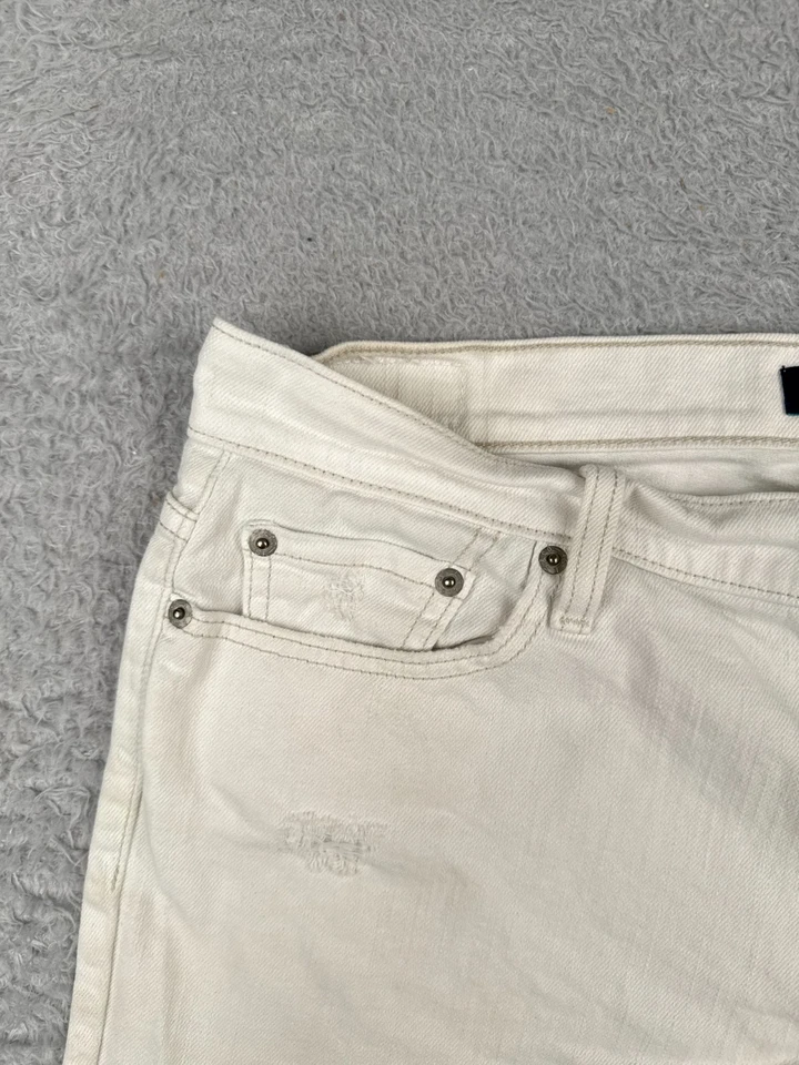 Levis Shorts Juniors 11 White Denim Jean Cutoff Distressed 513 Zip Cotton 34x4 - Image 4 of 4