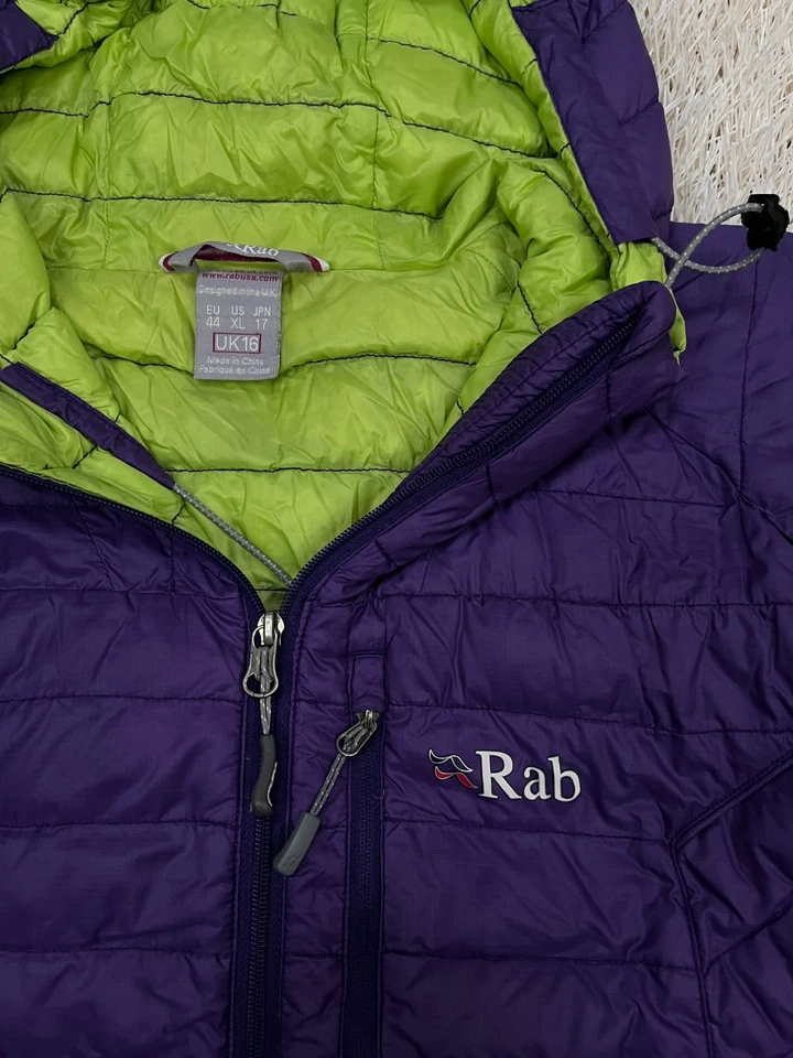 RAB Jacket Women's Hooded Insulated Pertex Microlight Alpine Down UK 16 Violet V - Image 4 of 4