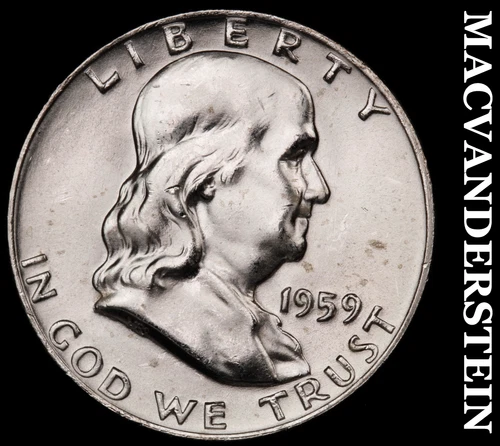1959-D Silver Franklin Half Dollar - FBL - Choice Gem Brilliant Unc+++  #G9209