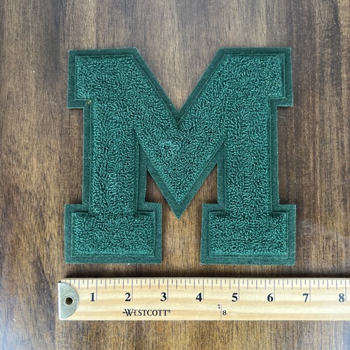 Vintage Varsity Letter M Patch Letterman Green - Picture 4 of 5