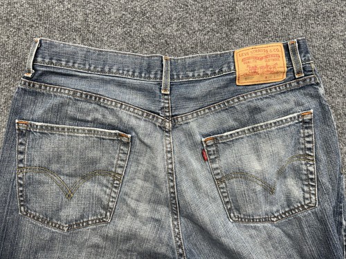 Levi's 569 Jeans Herren 36 x 30 blau locker gerade Medium verwaschene Waschung Grunge Y2K - Bild 6 von 10