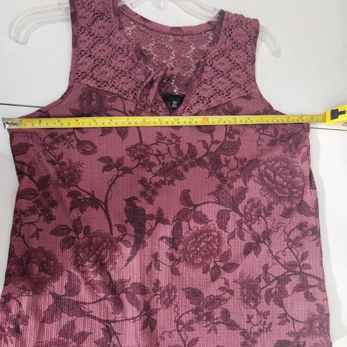 Canotta Torrid donna 00 piccola bordeaux floreale pizzo giogo maglia senza maniche - Foto 7 di 12