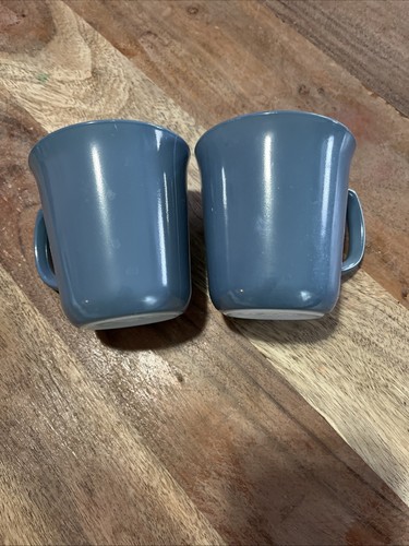 Vintage Pyrex Coffee Mugs Slate Blue Glass Handle Pair - Picture 3 of 5