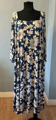 Julipa Size 24 Blue Floral Dress 3/4 Sleeve