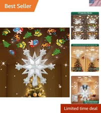 2025 Upgraded Christmas Tree Topper Projector Light withBuilt-in LED Rotating...