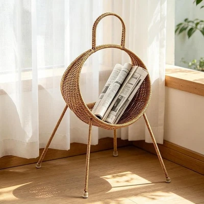 Magazine Rack Display Stand Newspapers Holder Multipurpose Stable Support Rattan - Image 1 of 4