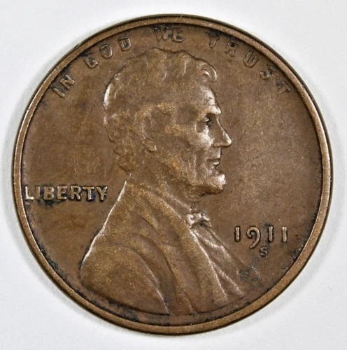 1911-S Lincoln Wheat Cent Semi-Key Date Rare Very Fine Plus Plus Free Shipping