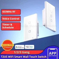 Wi-Fi Smart Wall Touch Switch 1/2/3Gang Timer Support RF/Voice/APP/Touch Control