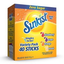 Sunkist Soda Variety Pack, Singles To Go Orange, 0.1 Ounce Pack of 40 