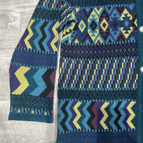 Cardigan vintage CHICO’s donna 2 boho azteco arte astratta sud-ovest spesso - Foto 3 di 20