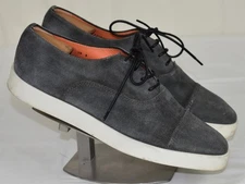 Xlent $650 SANTONI Behemoth Grey Suede Cap Toe Oxford Sneakers UK 7 US 8
