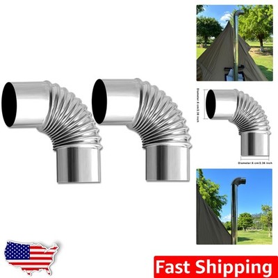 Stainless Steel Elbow Pipe 2 pcs 90 Degree Chimney for Wood Stove Camping