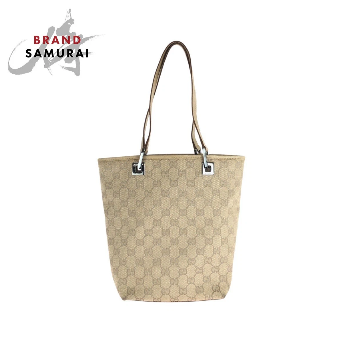 Sac fourre tout Gucci beige marron argent quincaillerie Gg toile/cuir 31244 bandoulière fo