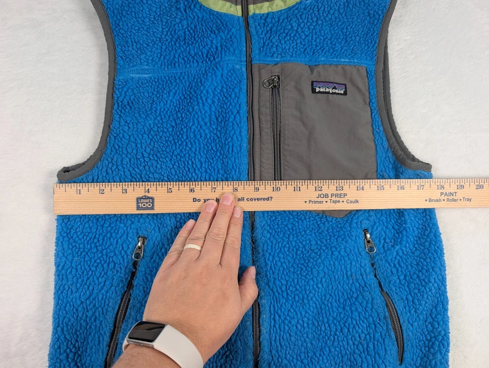 Chaleco Patagonia Clásico Retro X Para Hombres Pequeño Azul Pila Alta Cremallera Completa Exterior Foto 4 de 4