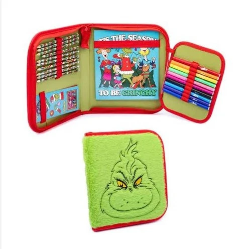 The Grinch Stole Noël Moelleux Vert Rempli Trousse Papeterie École Ensemble