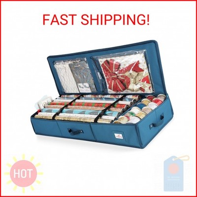 Hearth & Harbor Wrapping Paper Storage Container - Christmas Storage Bag with In