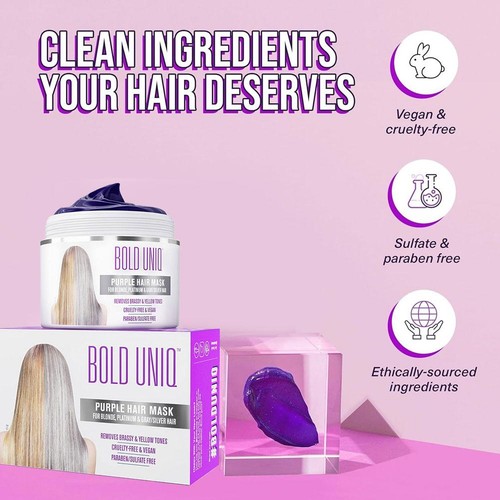 Bold Uniq Purple Blonde Platinum & Silver Hair Mask Sulfate Free Toner Hot Sale - Picture 8 of 11