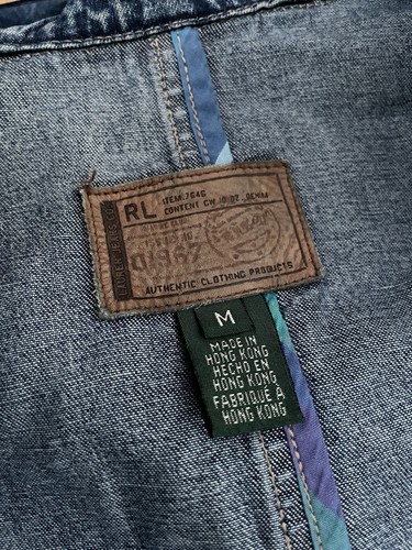 Vintage 90’s Ralph Lauren Jeans Gr. L Hoodie Chore Denim Wood Rope, Made in Hong - Bild 13 von 18