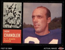 1962 Topps #107 Don Chandler Giants-FB Florida 7 - NM