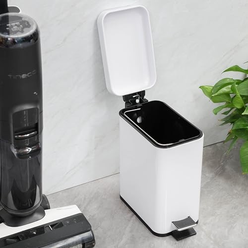 2.6 Gallon- Rectangular Small Steel Step Trash Can 10L White - Bild 5 von 7