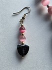 Vintage Rose Quartz Cut Out Heart Hematite Gemstone Necklace and Earrings  — photo 6