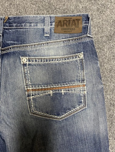 Ariat Jeans Mens 38x38 Blue Denim M4 Low Rise Boot Cut Western Cowboy Work - Picture 9 of 10
