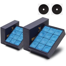 Pro Pool Cue Chalk Tournament Standard Billiard Chalk 24 Cubes/Box with Trave...